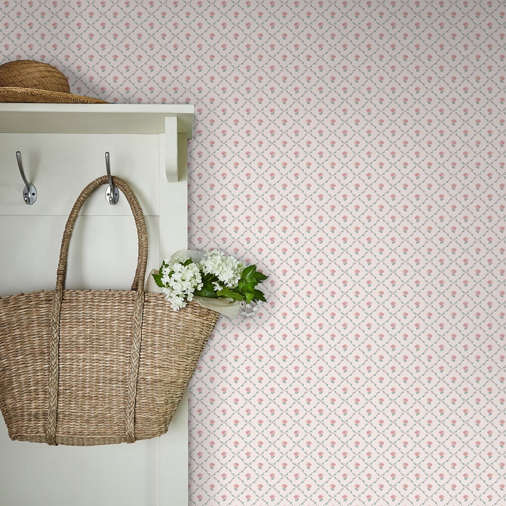 Kate Wallpaper 122766 by Laura Ashley in Coral Pink